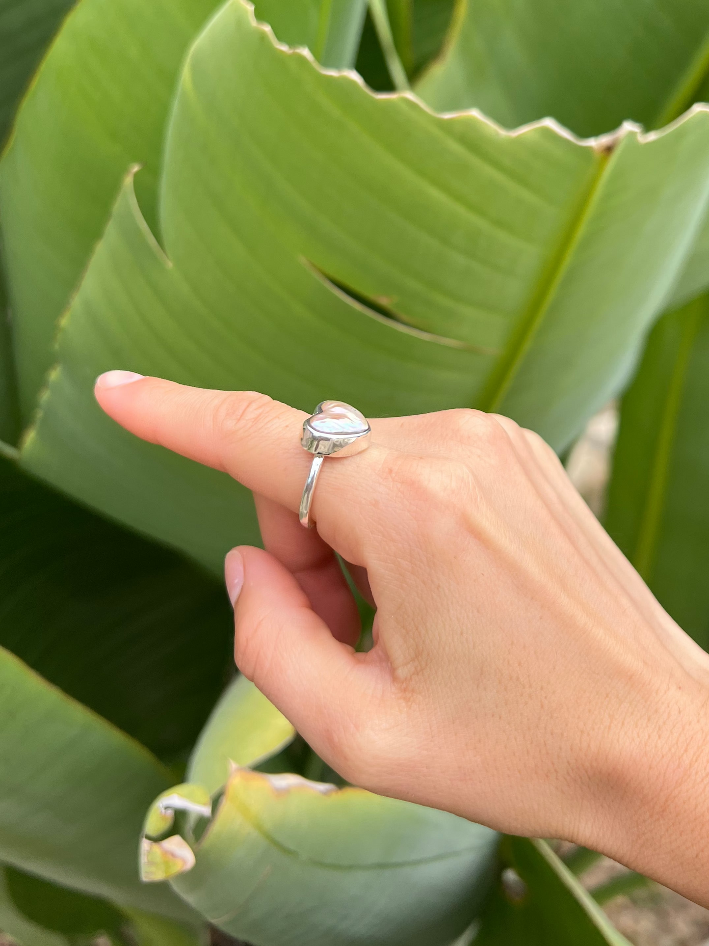Dainty Heart Pearl Ring - Size 7