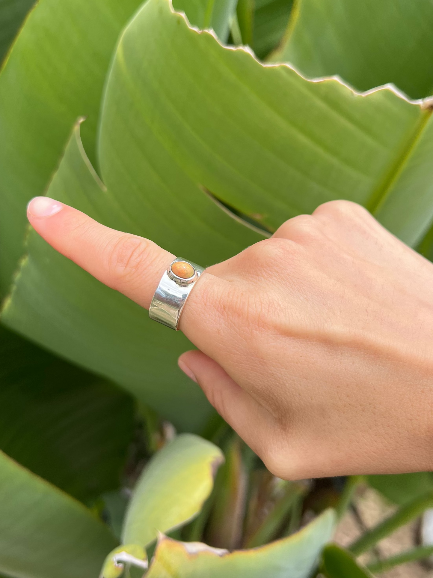 Ethiopian African Opal Sterling Silver Band - Size 7.5