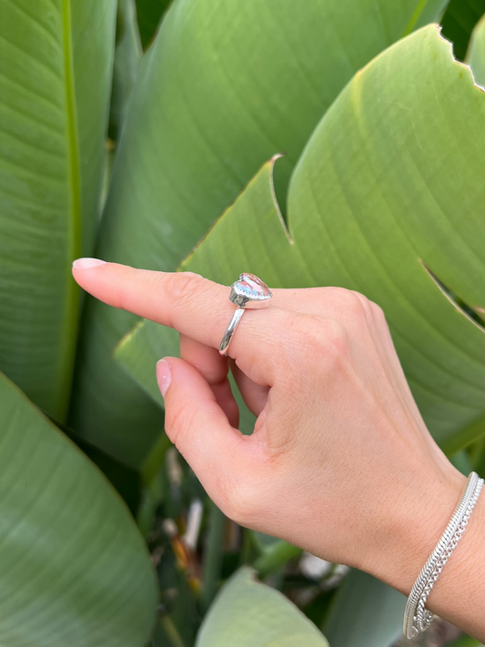 Dainty Heart Pearl Ring - Size 7