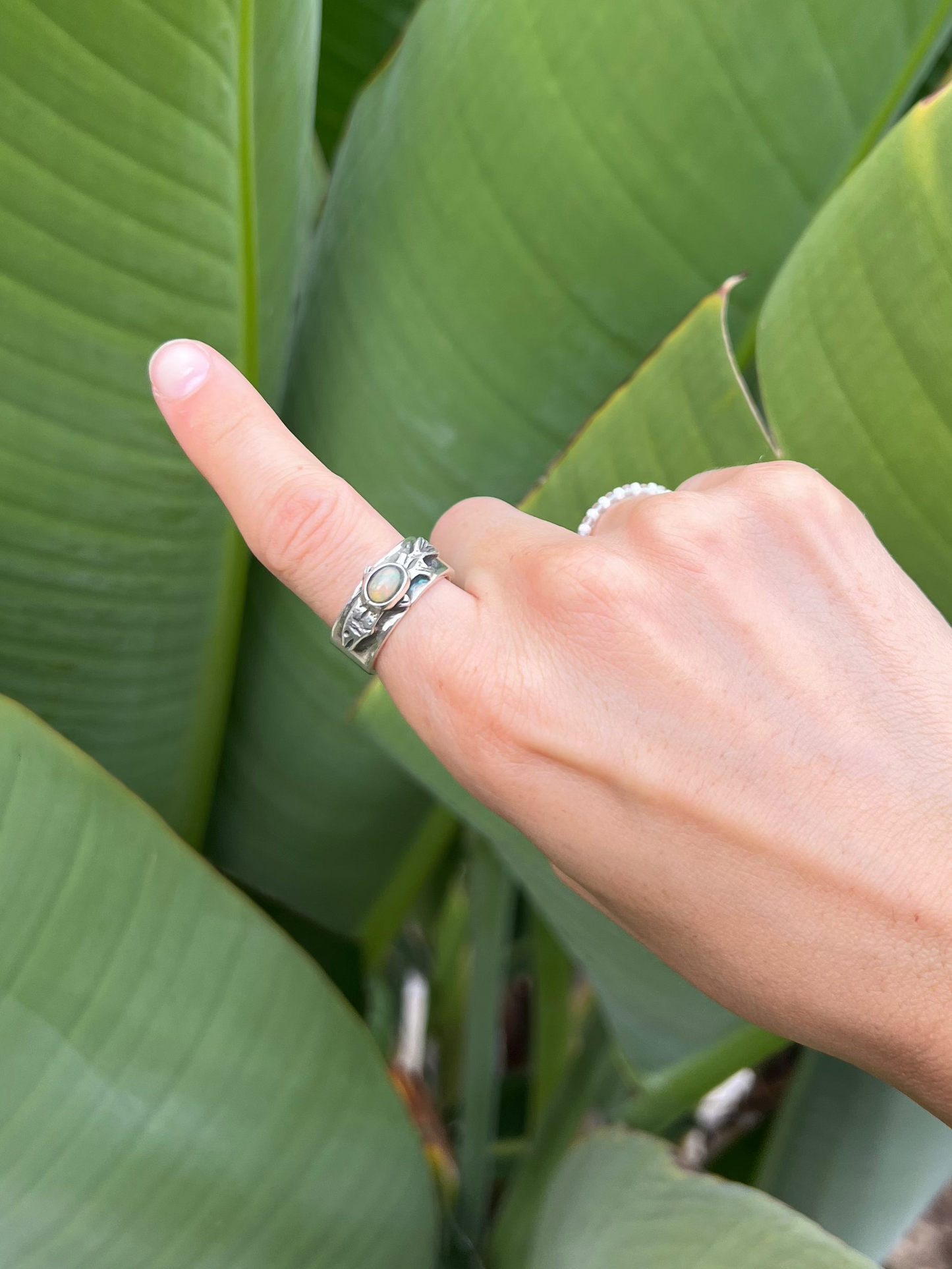 Ethiopian Opal Rainbow Trout Fish Ring- Size 6.75 (One of a Kind)
