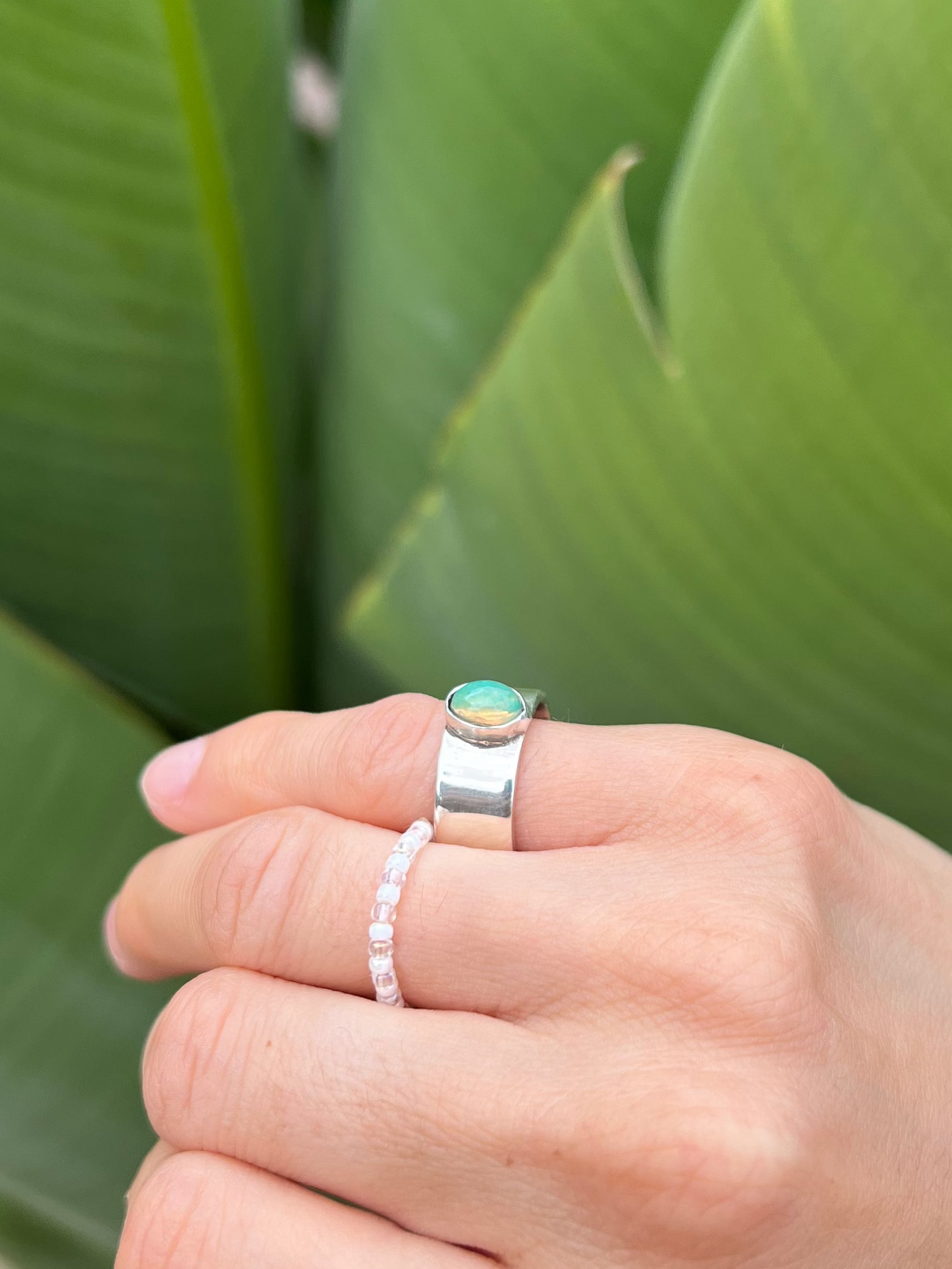 Ethiopian Opal Sterling Silver Pinky Ring - Size 4.5