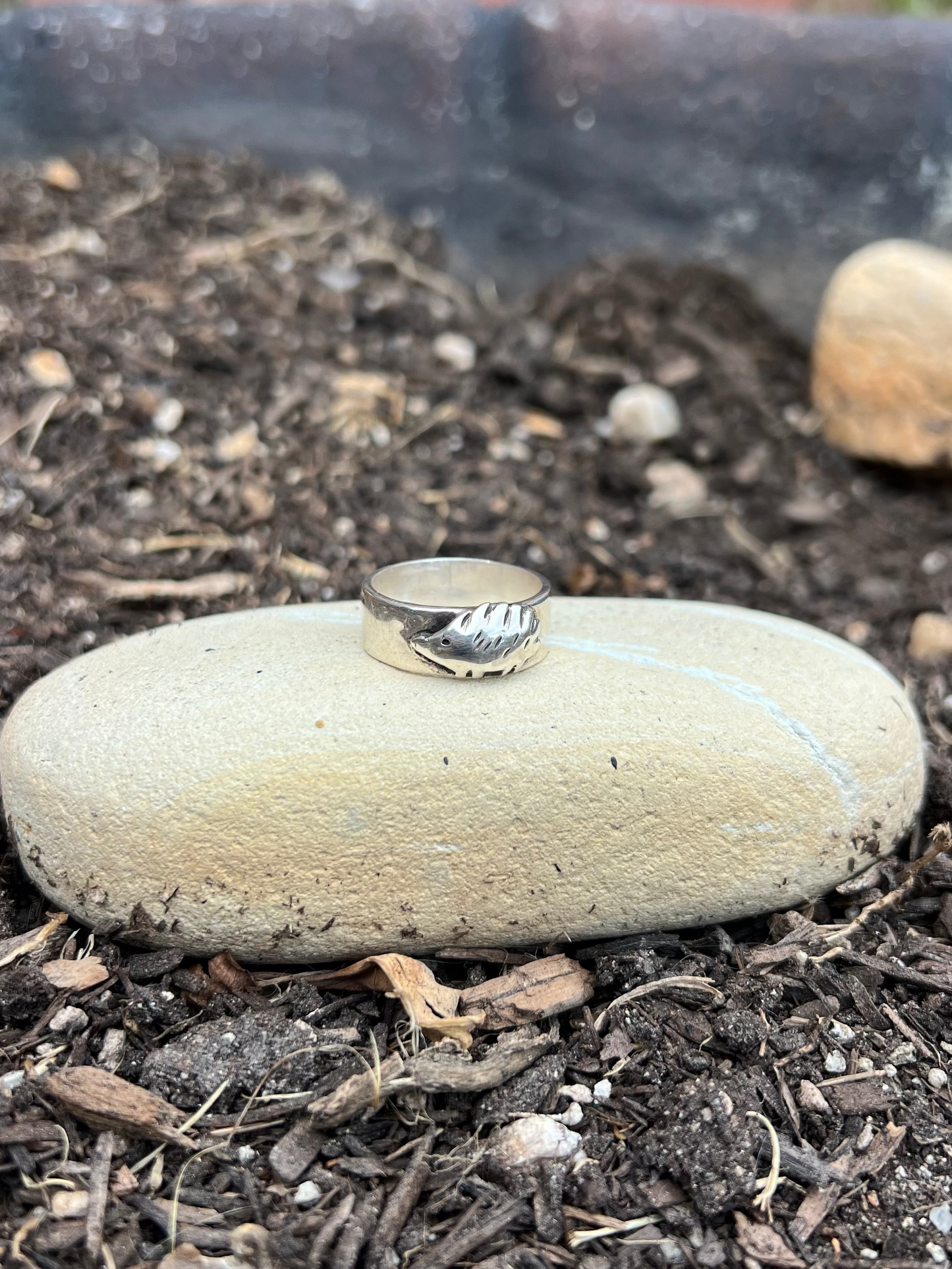 Sterling Silver Hedgehog Band- Size 10.5