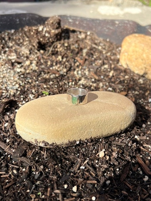 Green Aventurine Sterling Silver Band - Size 6.5