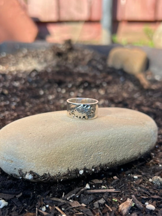 Sterling Silver Hedgehog Ring Band (Made-to-Order)