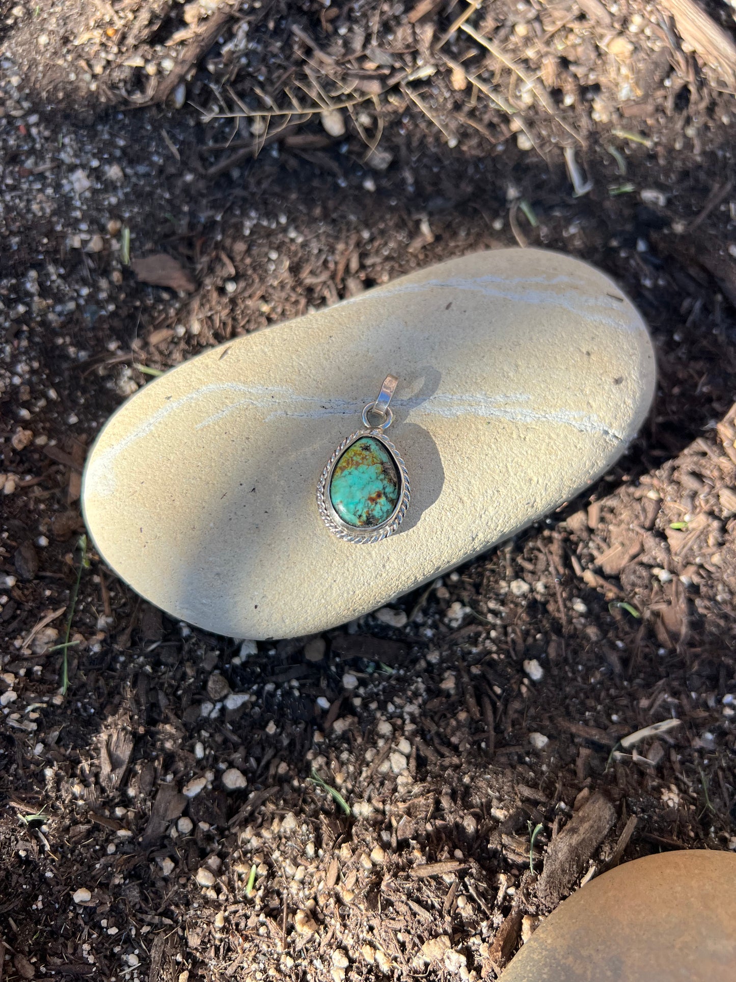 turquoise brown sterling silver pendant