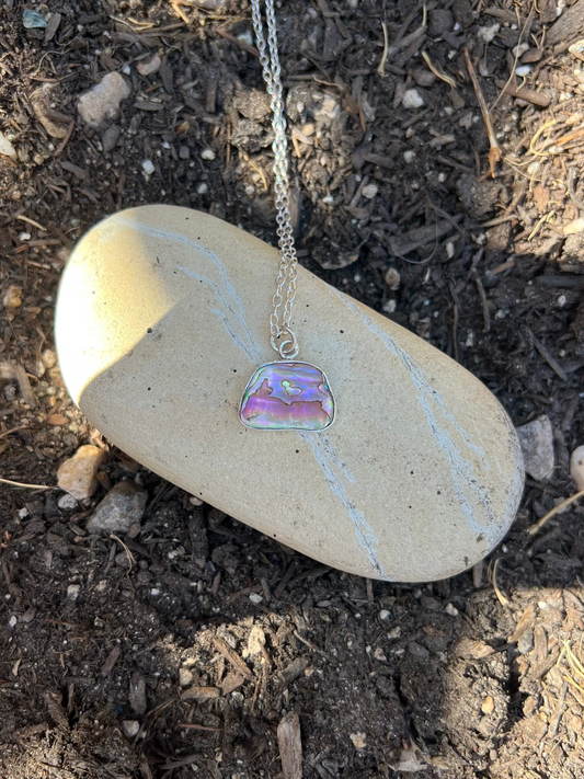 Organic Abalone Shell Sterling Silver Necklace (One of a Kind)