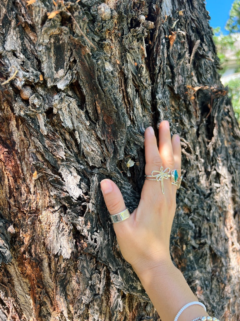 Engraved Pine Tree Band Ring