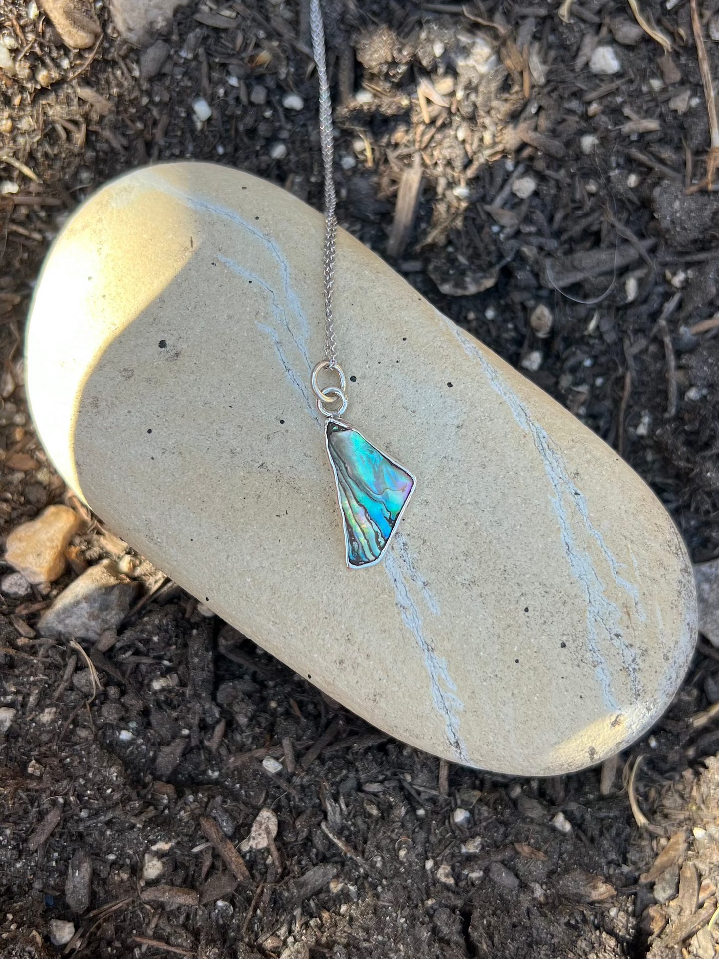 Organic Abalone Shell Sterling Silver Necklace (One of a Kind)