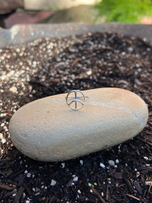 Sterling Silver Peace Sign Ring (Made to Order)