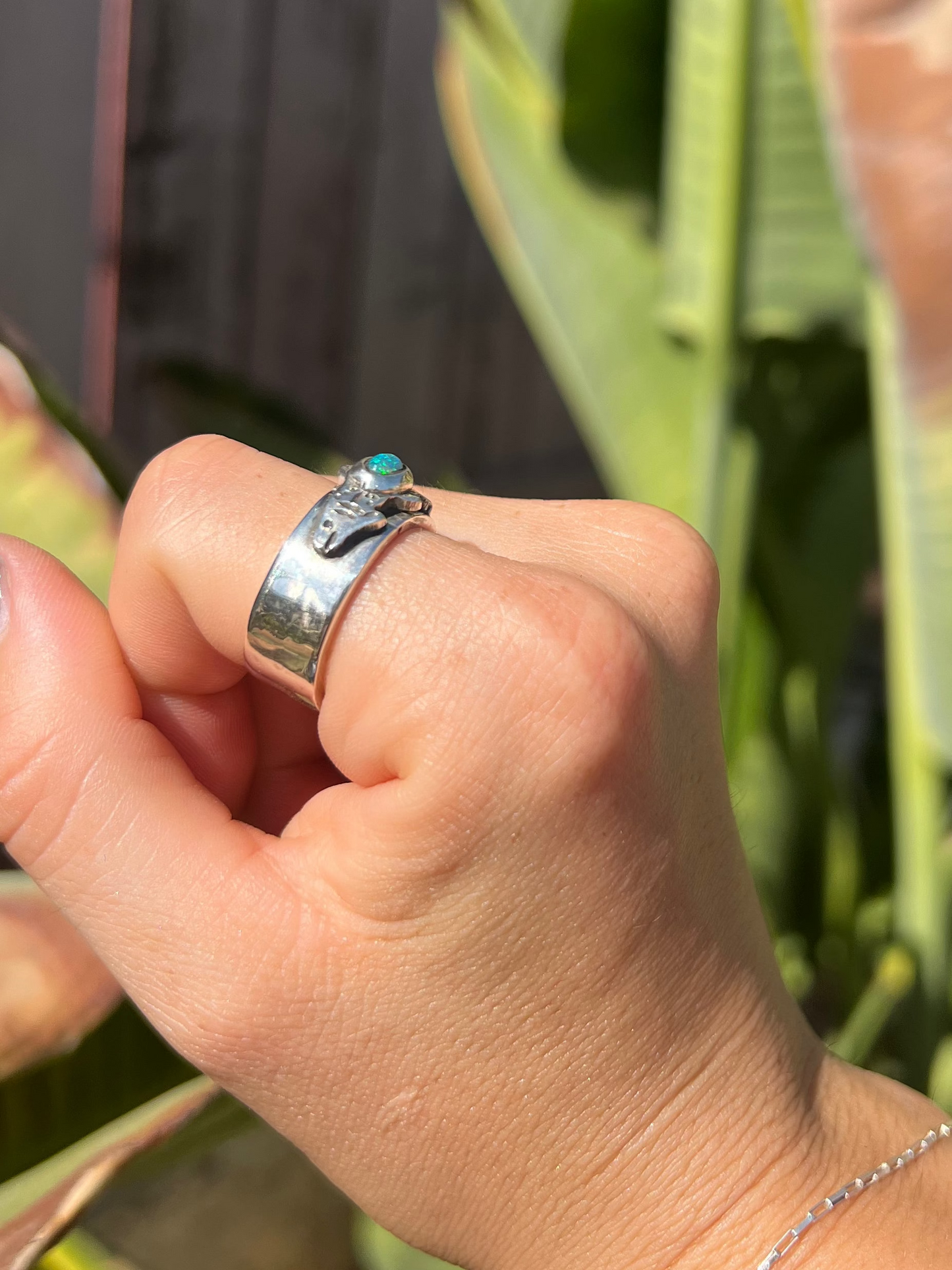 Ethiopian Opal Rainbow Trout Fish Ring- Size 8.25 (One of a Kind)
