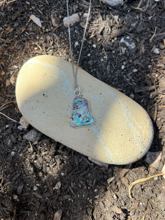 Dreamy Abalone Shell Sterling Silver Necklace (One of a Kind)