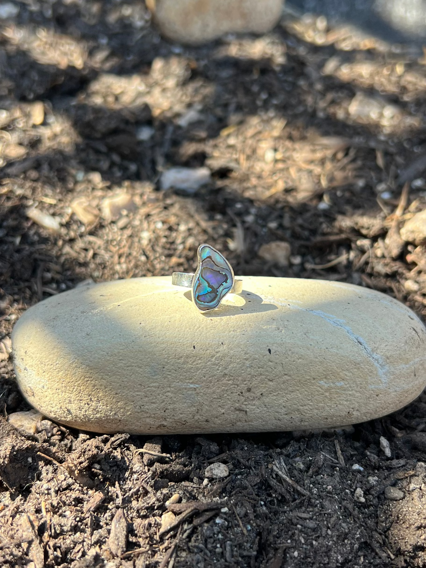 Abstract Abalone Shell Ring- Size 6
