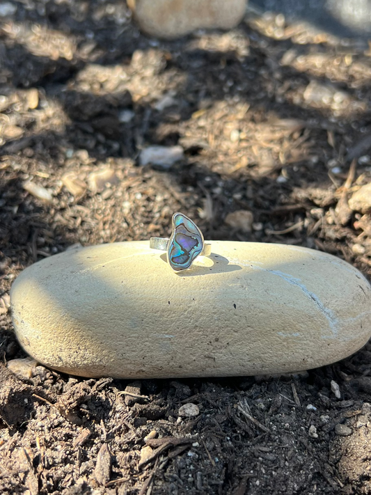 Abstract Abalone Shell Ring- Size 6