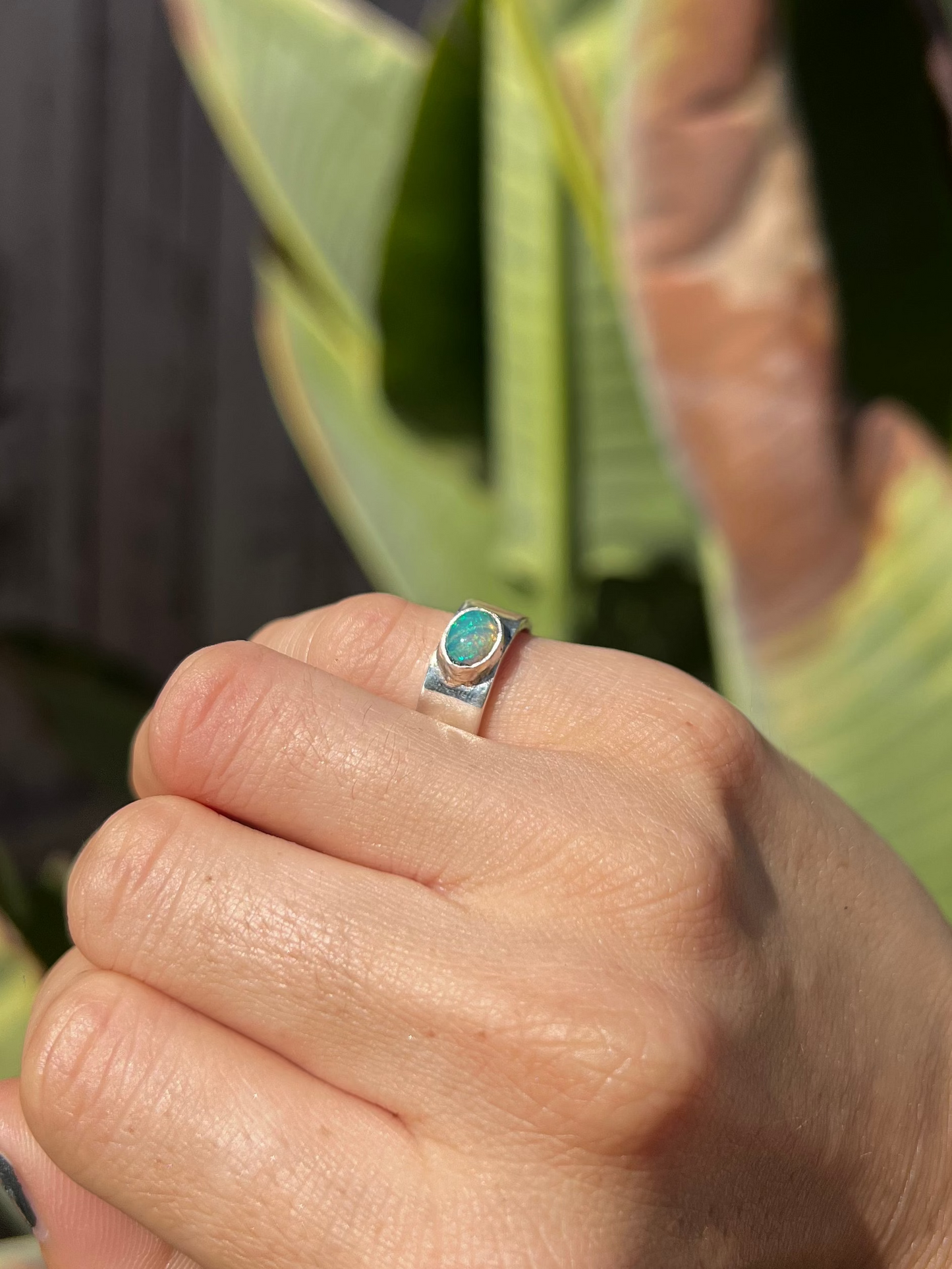 Ethiopian Opal Sterling Silver Pinky Ring - Size 4