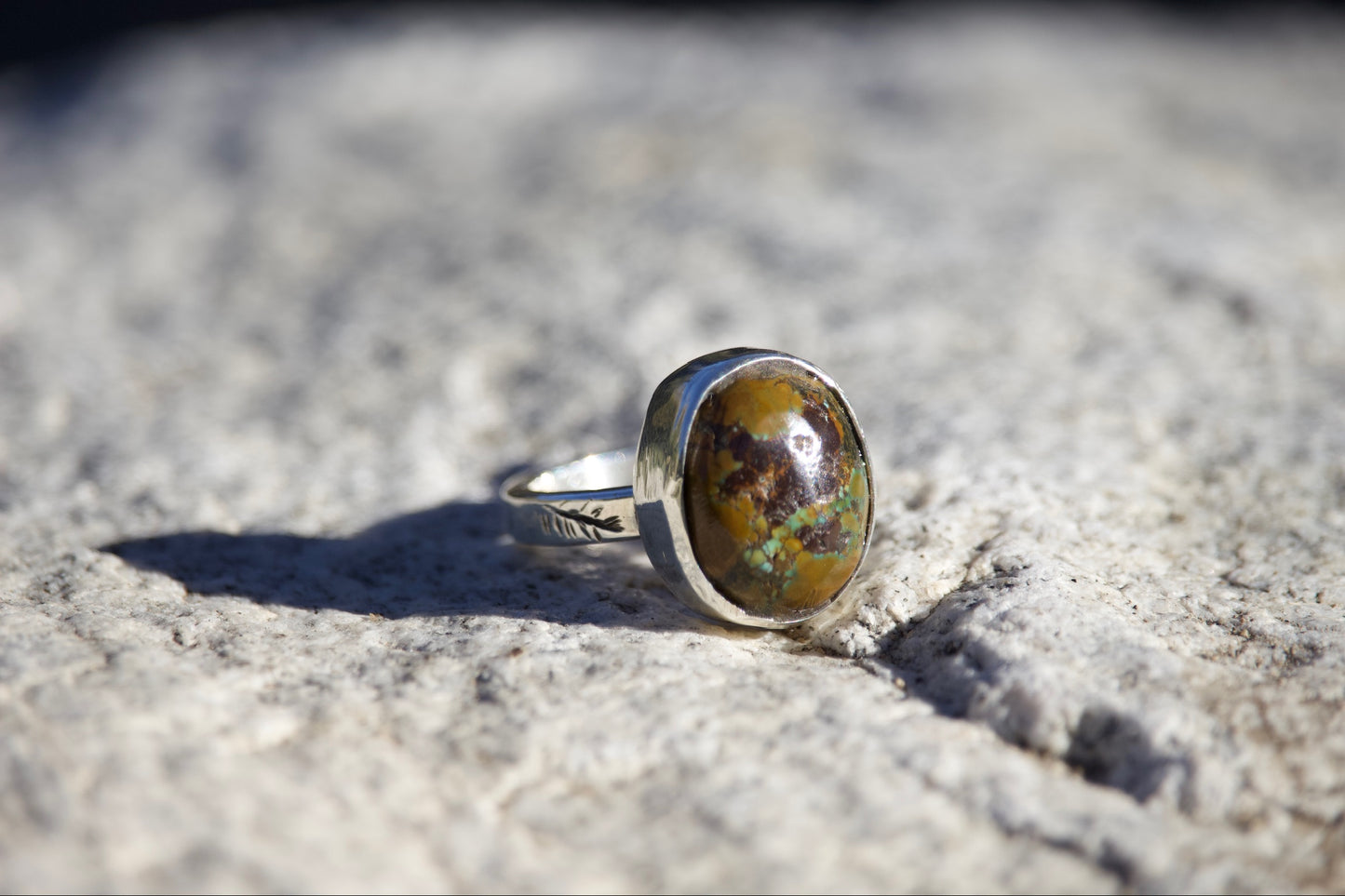 Brown Turquoise Sterling Silver Ring - Size 5.25