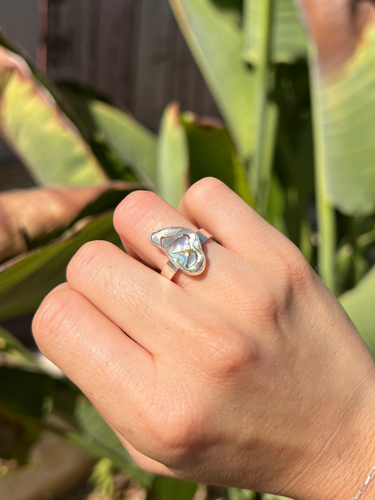 Abstract Abalone Shell Ring- Size 6