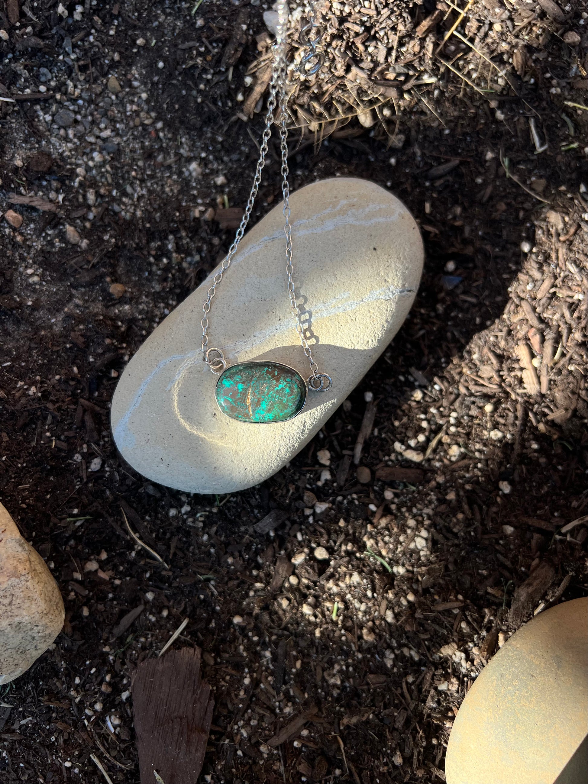 Chrysocolla sterling silver 
necklace