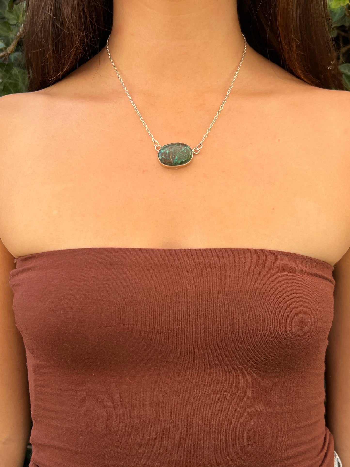 Chrysocolla sterling silver necklace