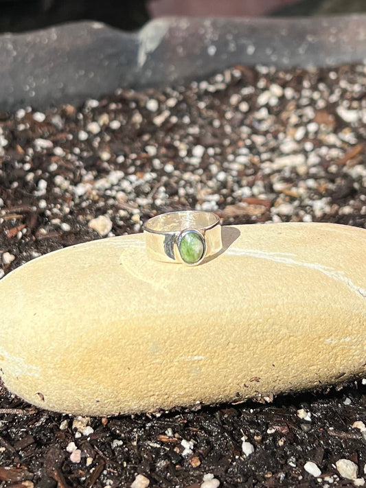 Jade Sterling Silver Band - Size 7.5