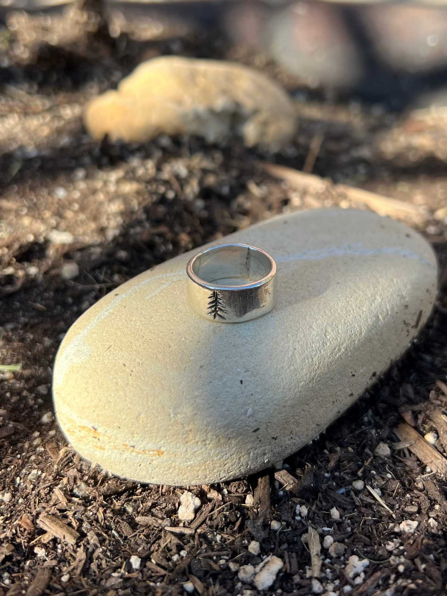 Engraved Pine Tree Band Ring