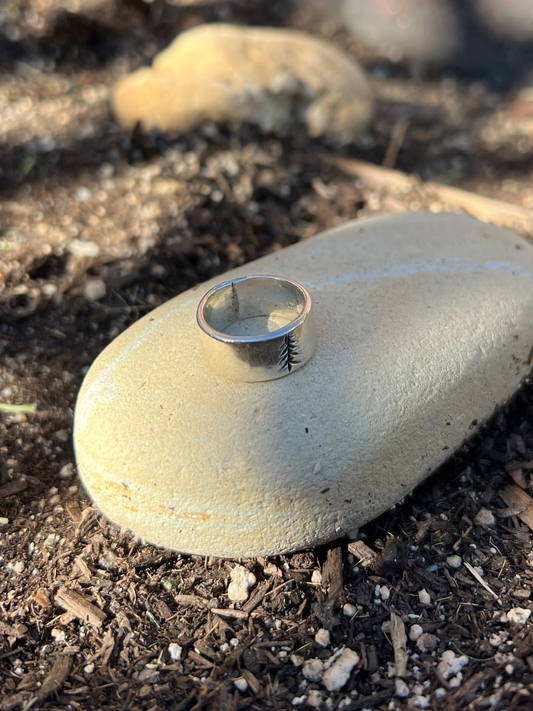 Engraved Pine Tree Band Ring