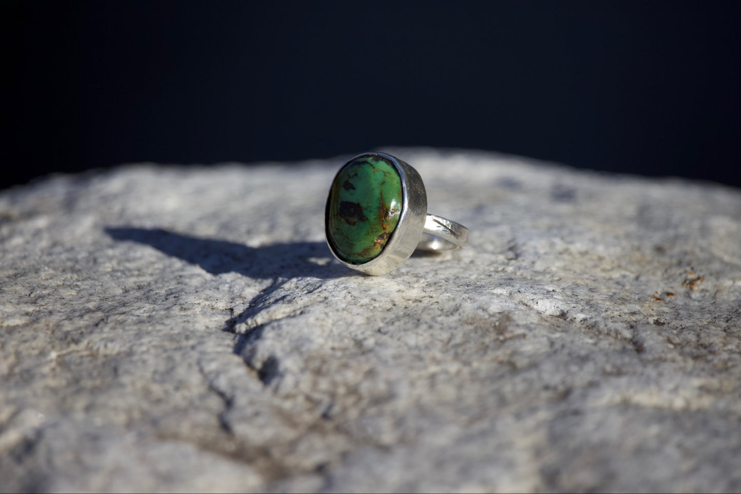 Green Turquoise Sterling Silver Ring - Size 5.5