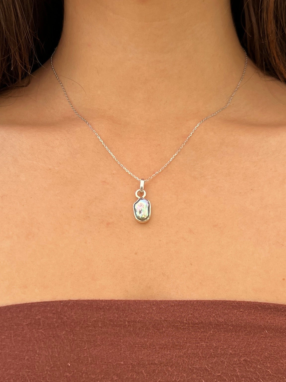 Dainty Square Baroque Pearl Necklace