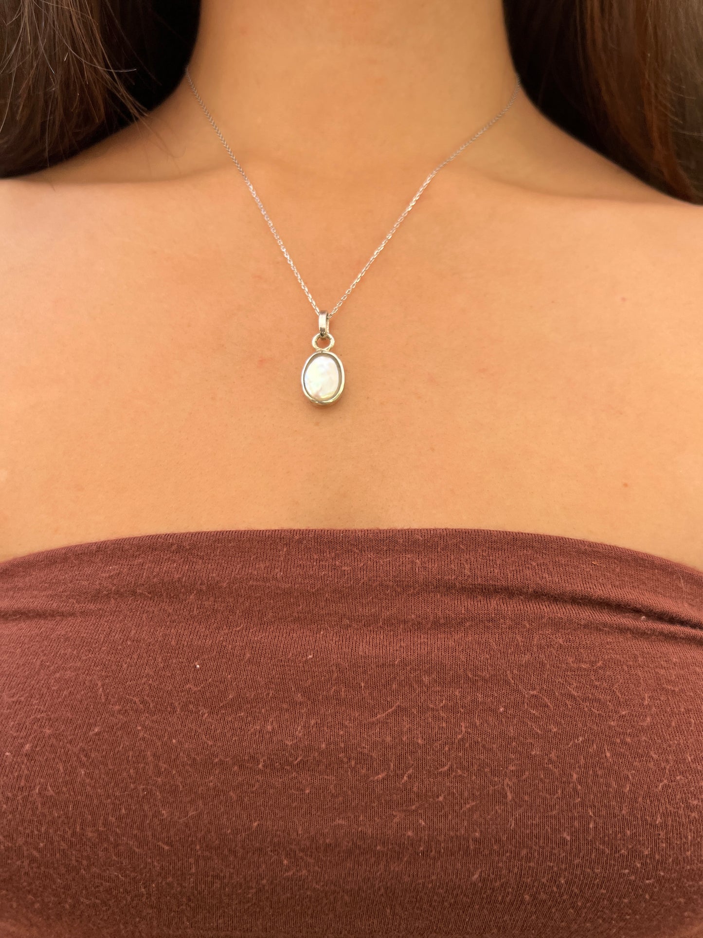 Dainty Oval Pearl Necklace