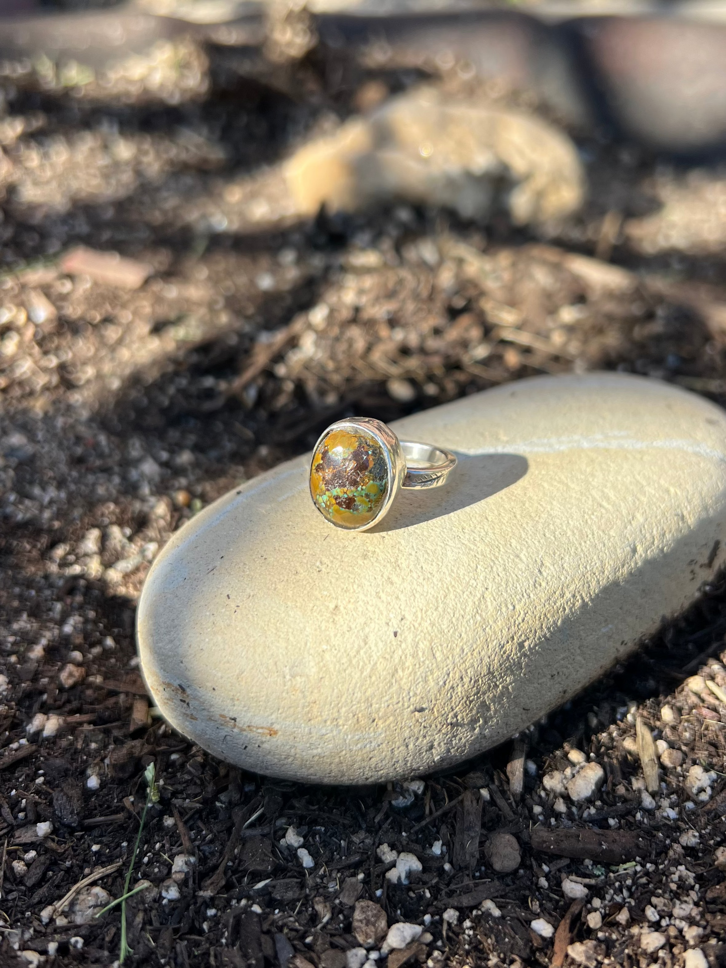 Brown Turquoise Sterling Silver Ring - Size 5.25
