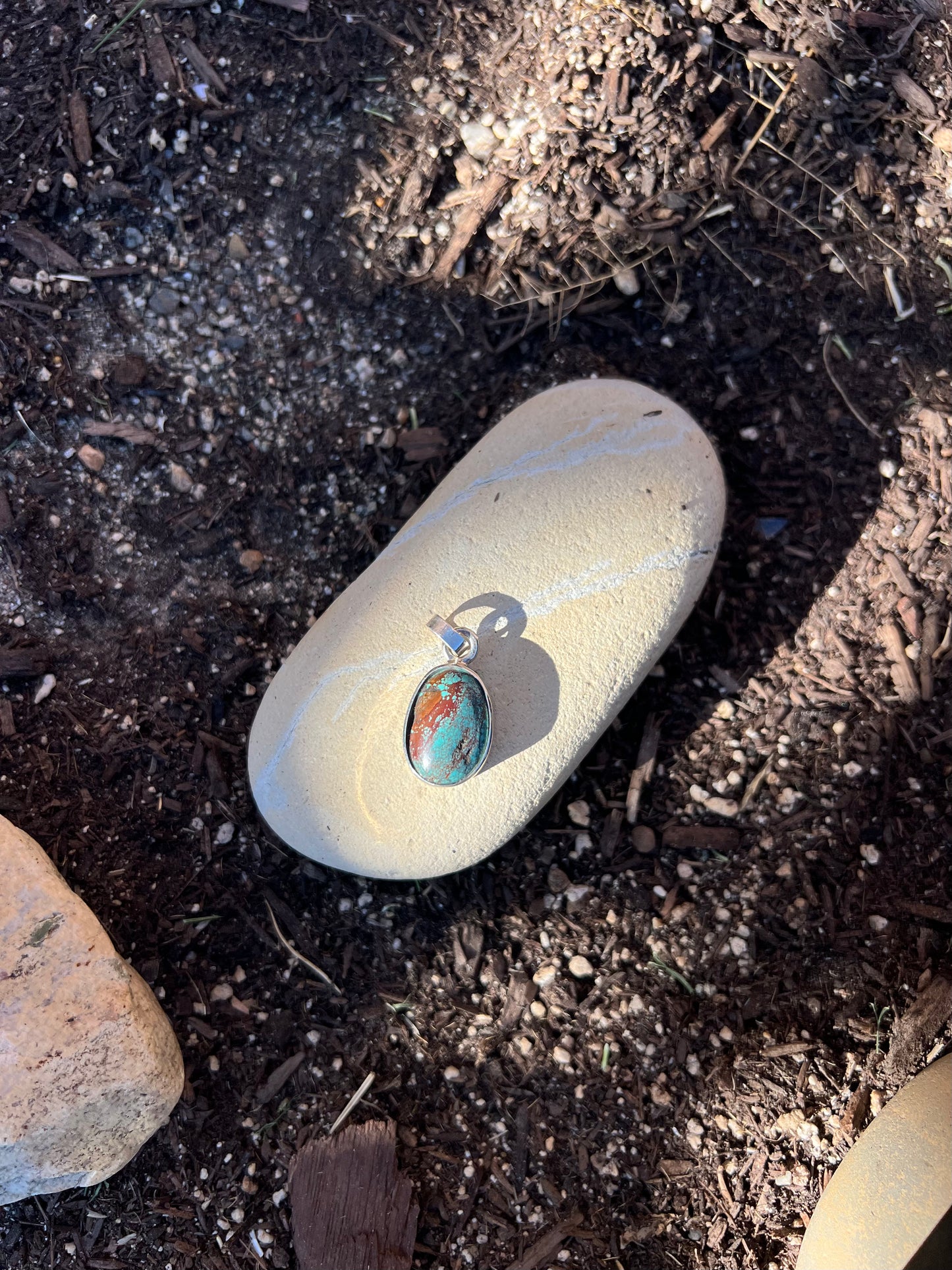Turquoise Sterling Silver Necklace with Engraving