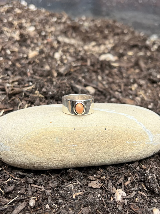 Ethiopian African Opal Sterling Silver Band - Size 7.5