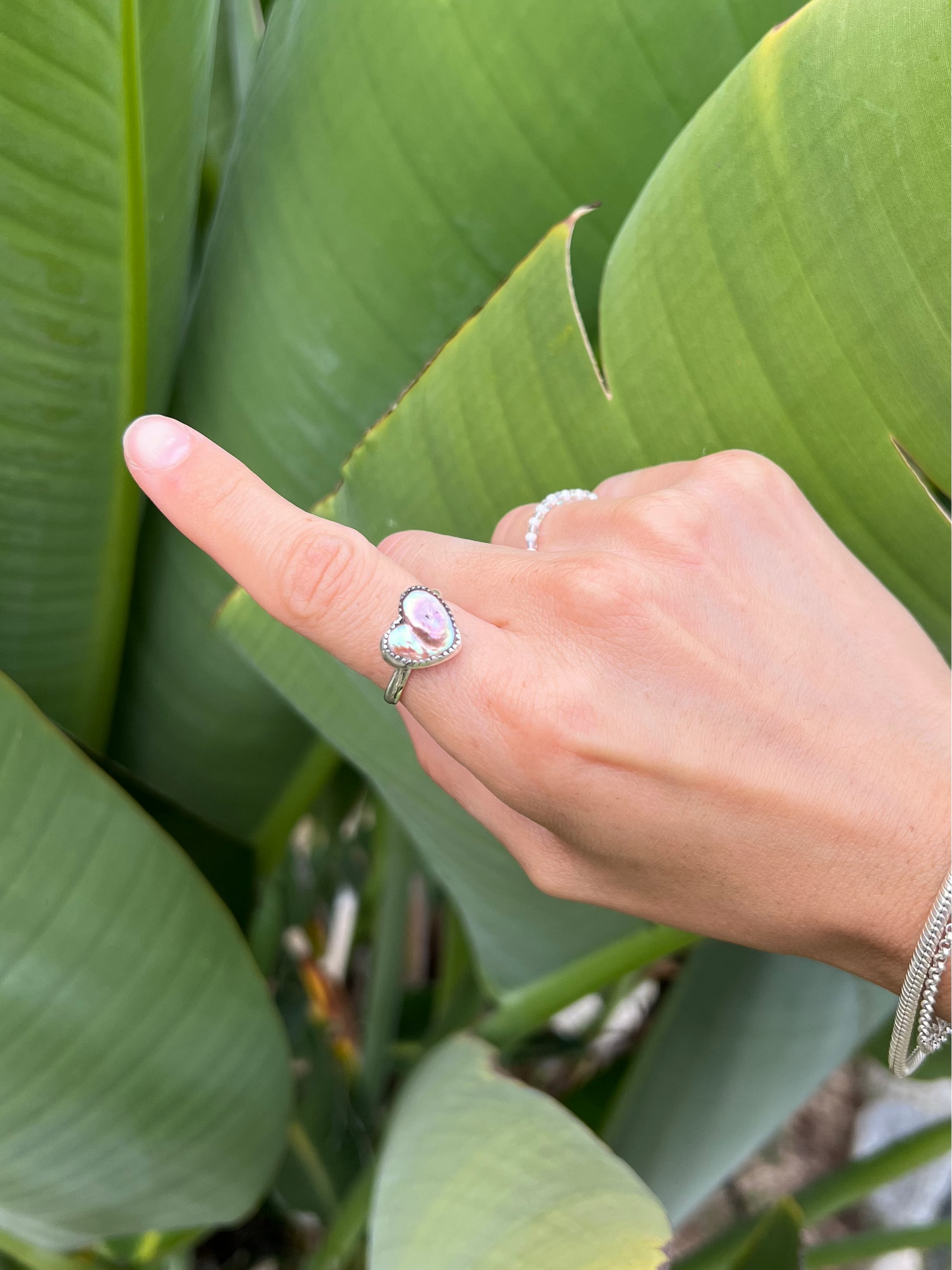 Dainty Heart Pearl Ring - Size 7