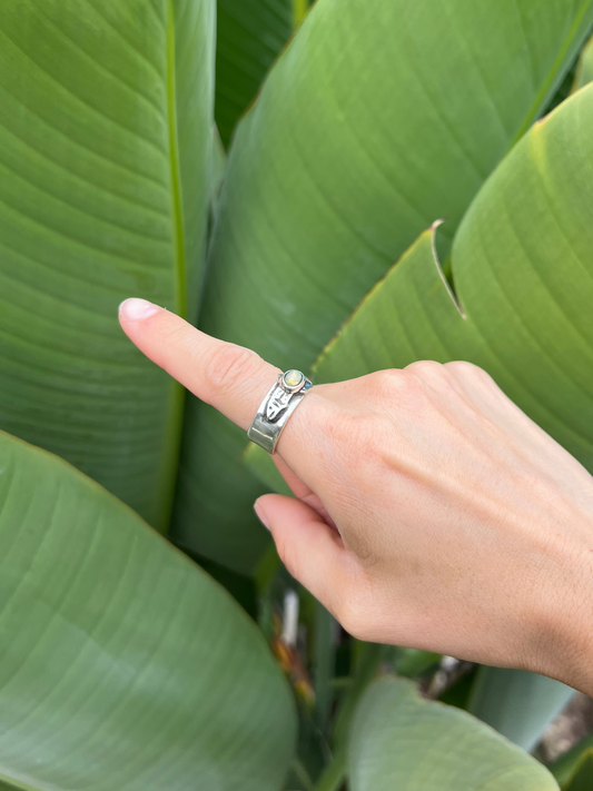 Ethiopian Opal Rainbow Trout Fish Ring- Size 6.75  (One of a Kind)