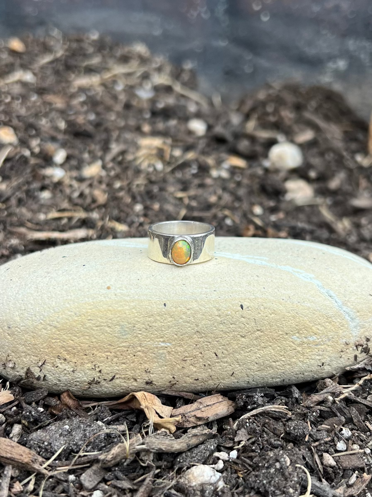 Ethiopian Opal Sterling Silver Pinky Ring - Size 4.5