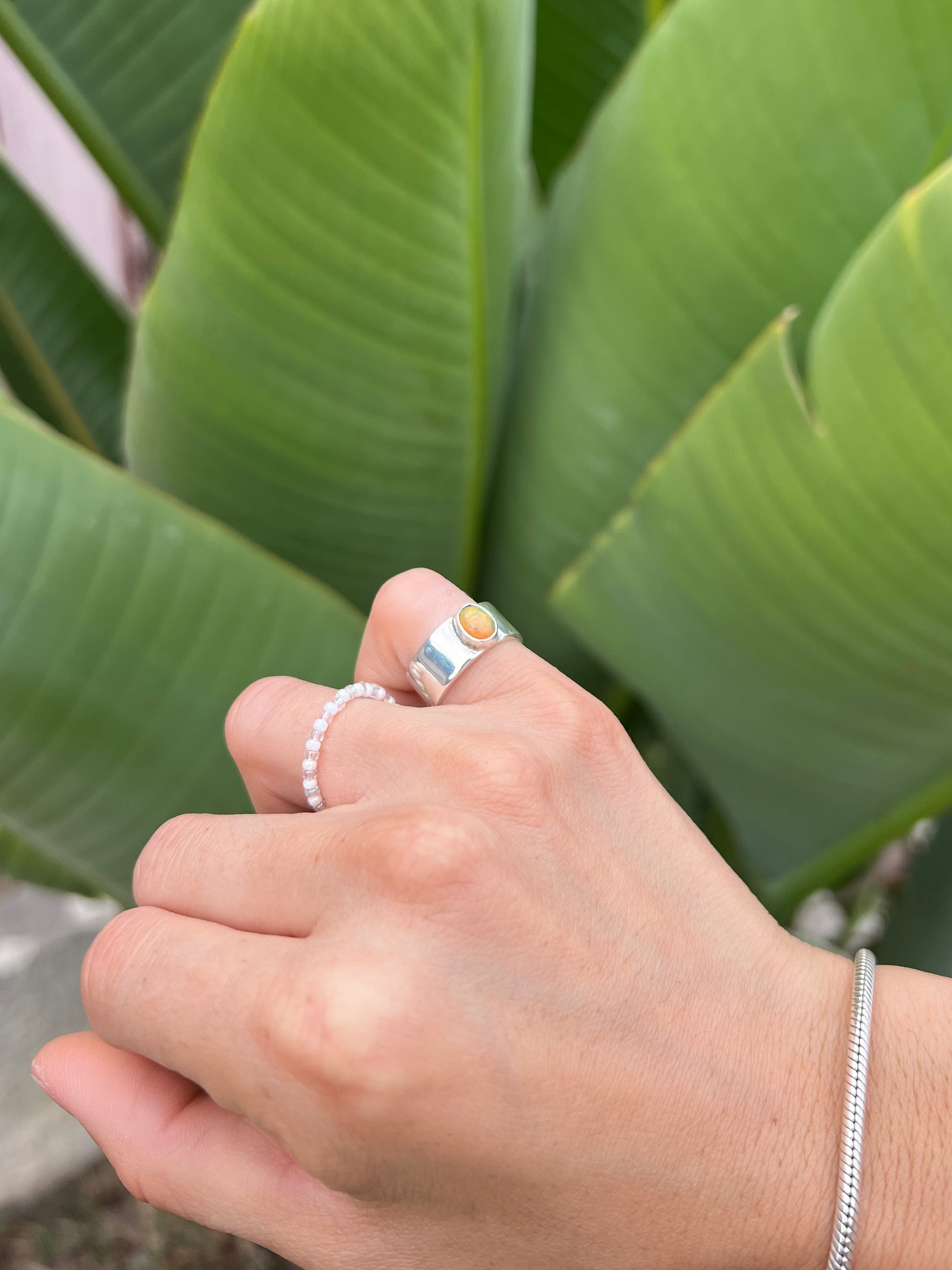 Ethiopian Opal Sterling Silver Pinky Ring - Size 4.5