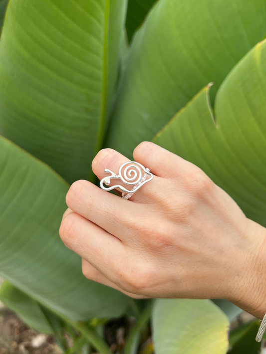Snail Sterling Silver Wire Ring - Size 5