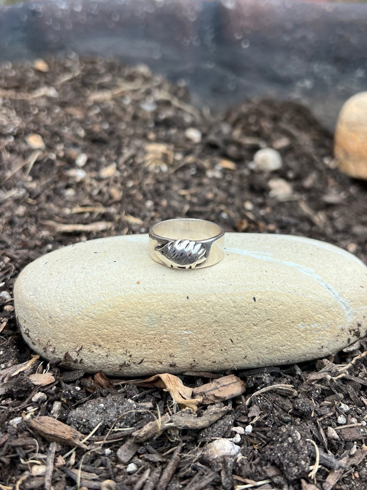 Sterling Silver Hedgehog Band- Size 10.5