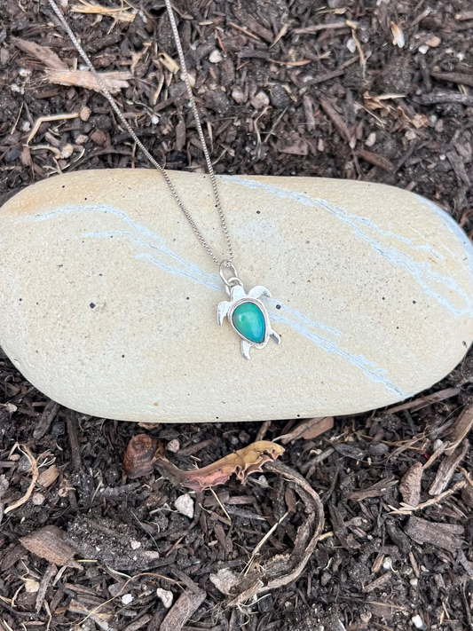 Ethiopian Opal Sea Turtle Sterling Silver Necklace (One-of-a-Kind)