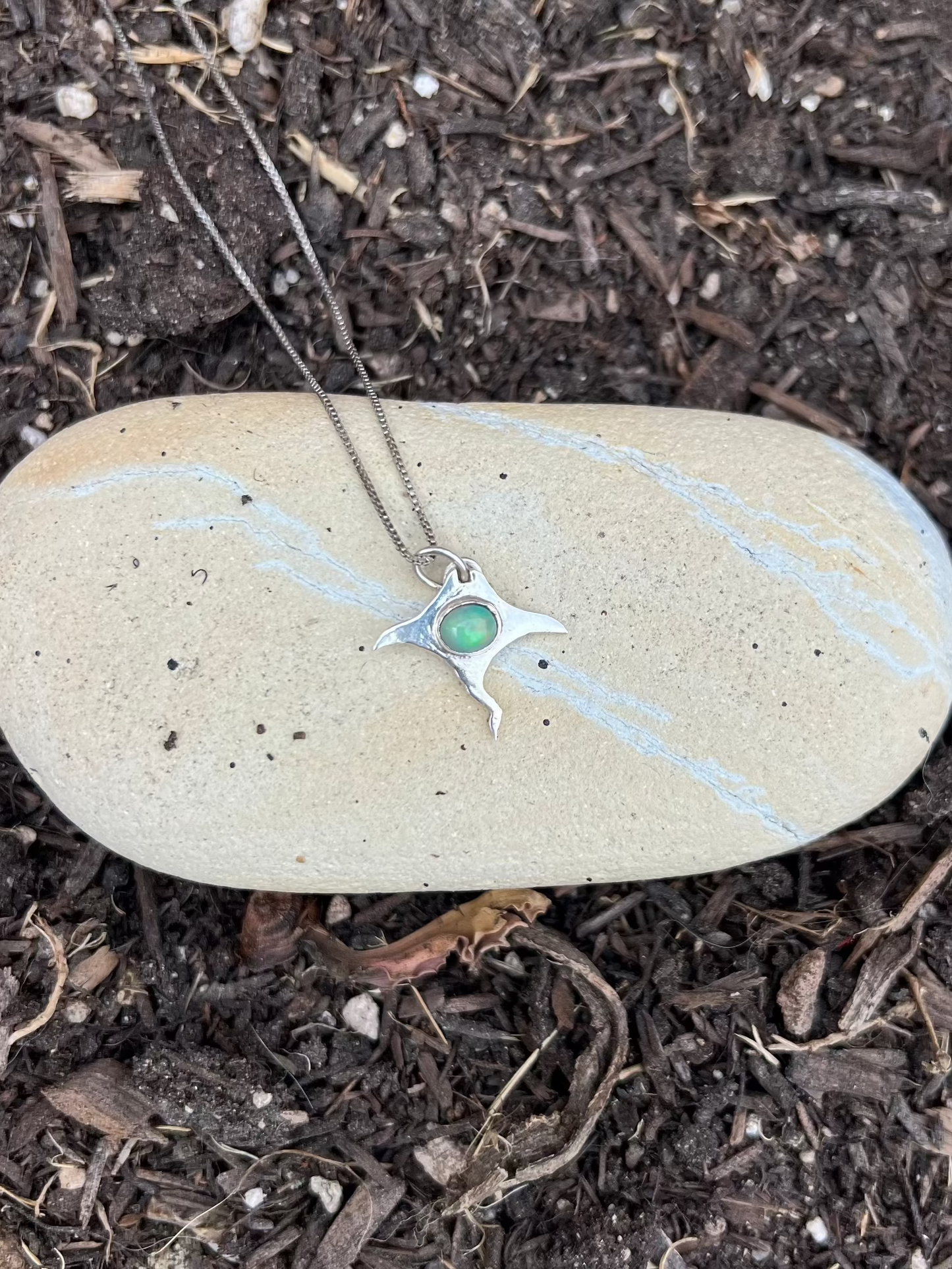 Ethiopian Opal Manta Ray Sterling Silver Necklace (One-of-a-Kind)