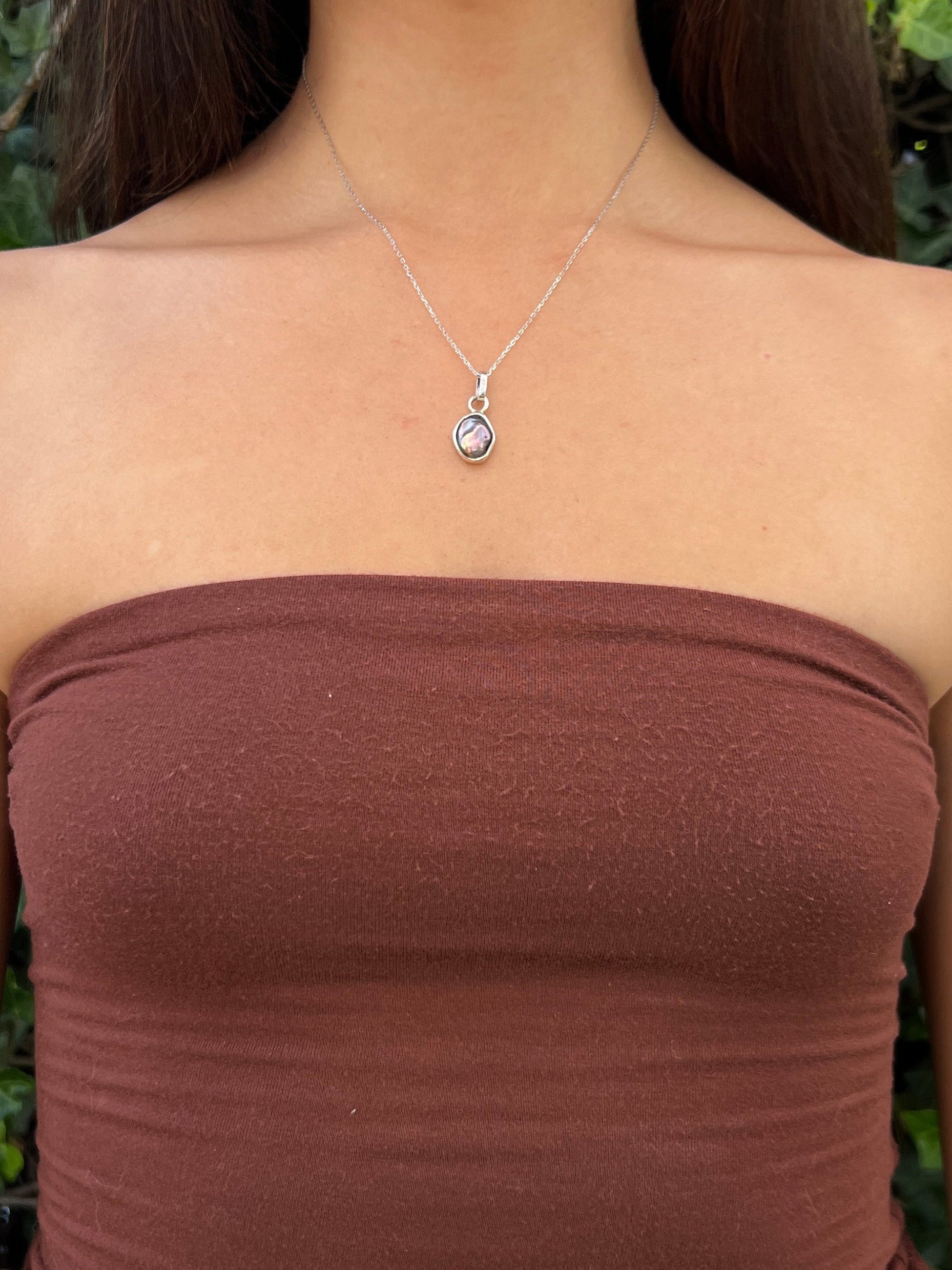 Pearl Sterling Silver Necklace Round