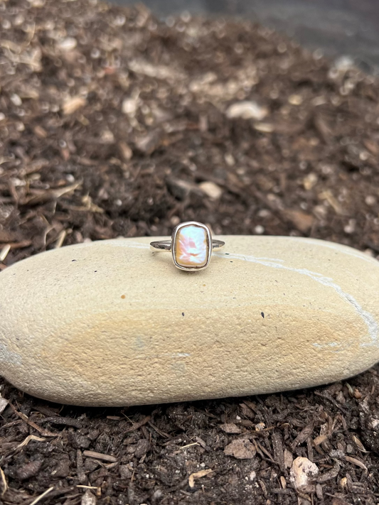 Dainty Square Baroque Pearl Ring - Size 5