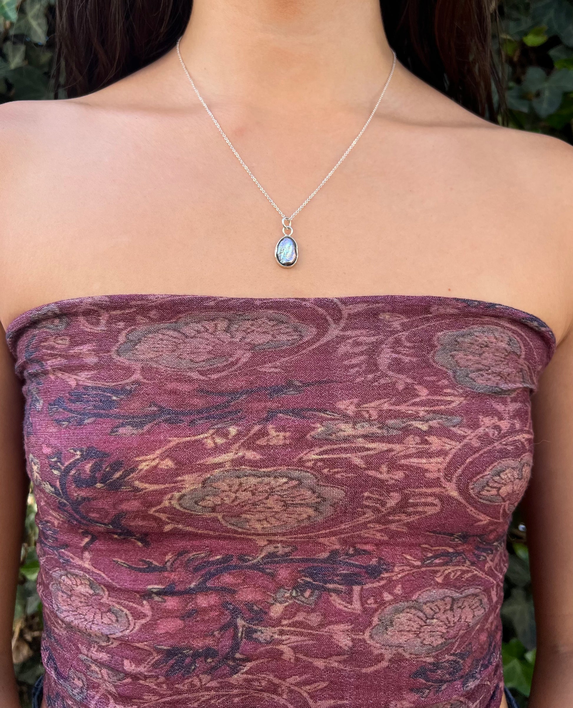 pearl necklace modeled