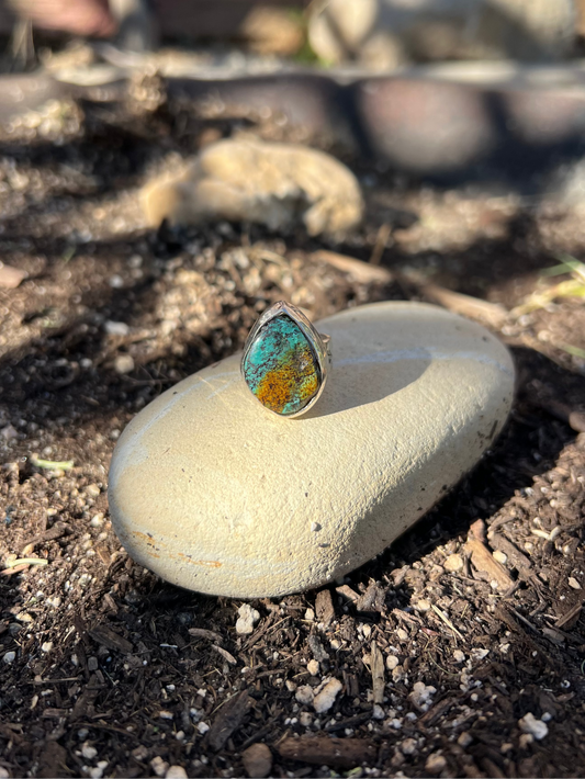 chrysocolla ring silver with engraving