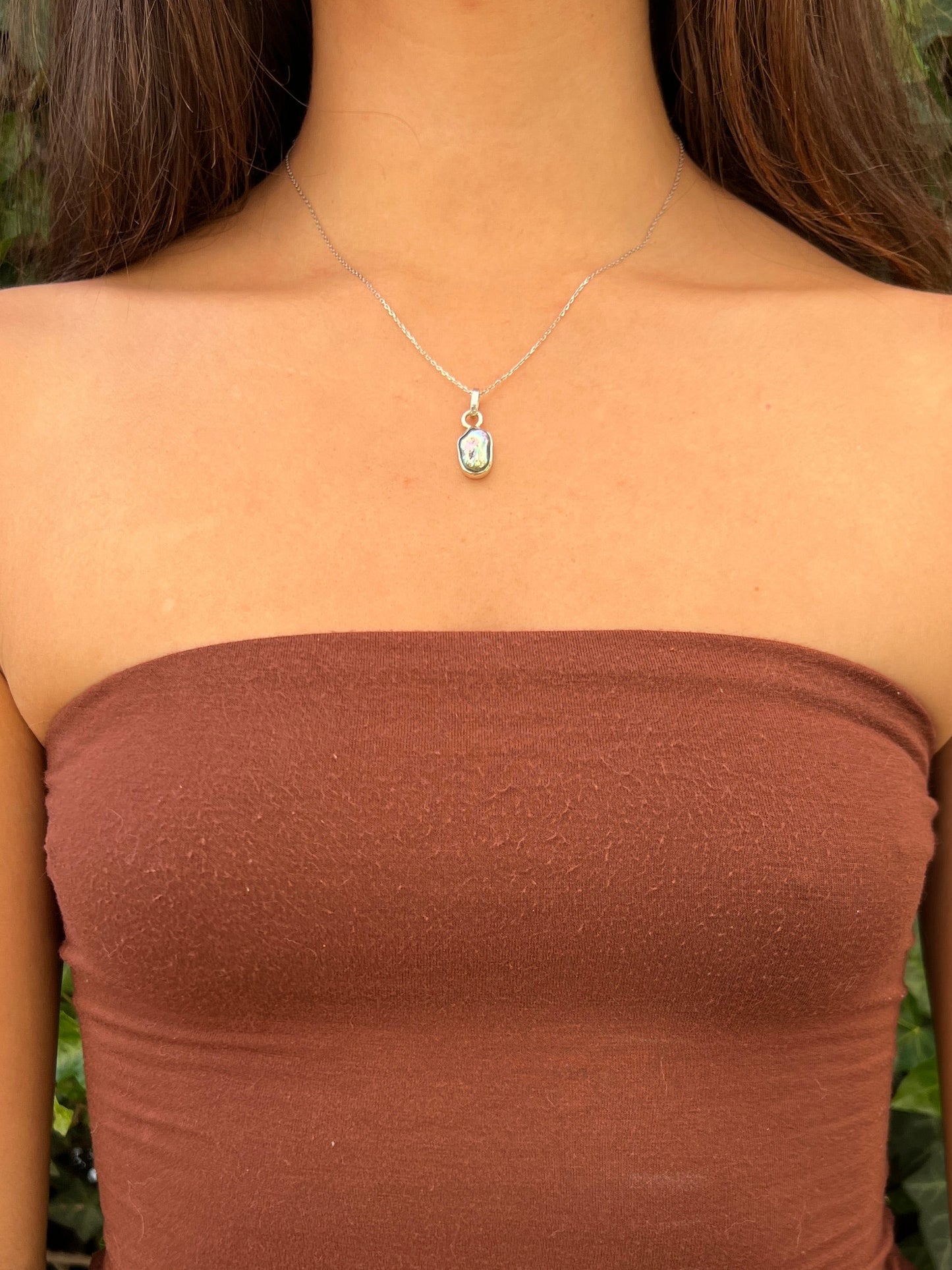 dainty purple baroque pearl necklace