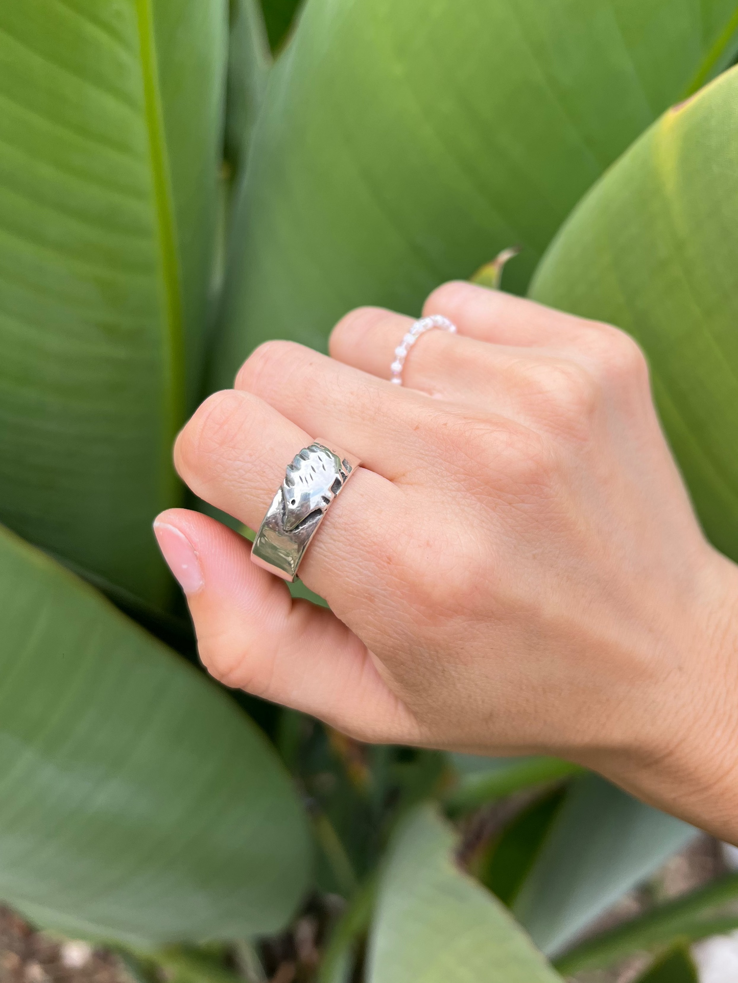 Sterling Silver Hedgehog Band- Size 10.5