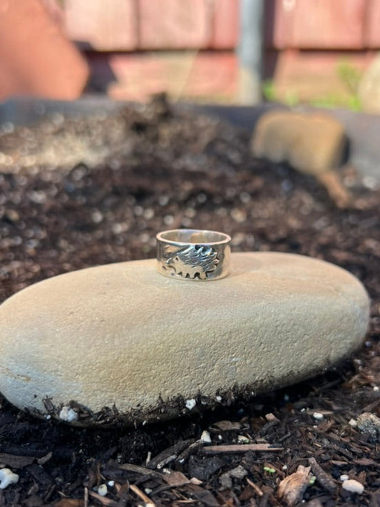 Sterling Silver Hedgehog Ring Band (Made-to-Order)
