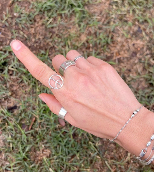 Sterling Silver Peace Sign Ring (Made to Order)